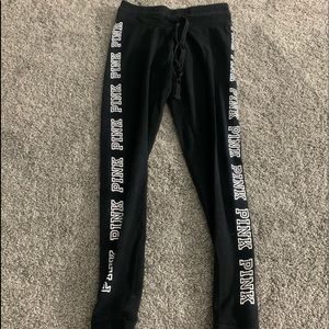 PINK, black cotton leggings